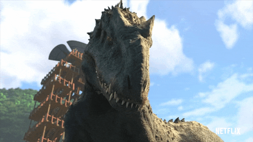 a netflix logo can be seen on the bottom of a picture of a dinosaur