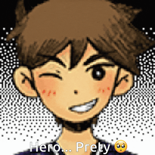 a picture of a boy with the words " hero pretty " on it