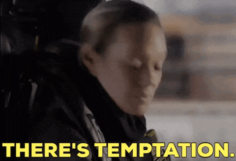 a woman is sitting in a car and says there 's temptation