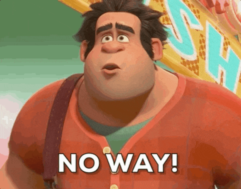 a cartoon character says no way in front of a candy store