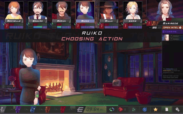 a screenshot of a video game that says ruiko choosing action on it
