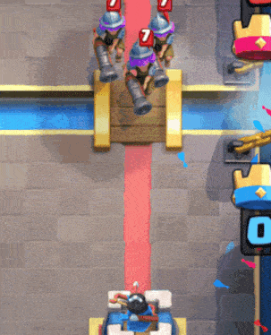 a group of soldiers are holding cannons in a video game with the number 7 on them