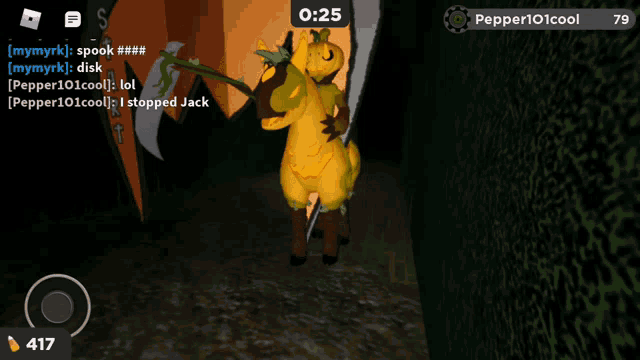 a screenshot of a video game shows a horse with a pumpkin on its head