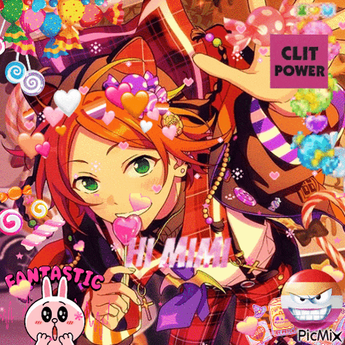 a picture of a boy with a lollipop and the words fantastic and clit power