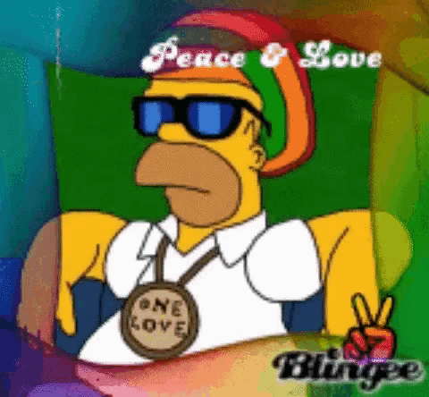 homer simpson from the simpsons is wearing sunglasses and a rasta hat .
