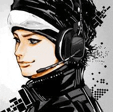 a woman is wearing headphones and a headband .