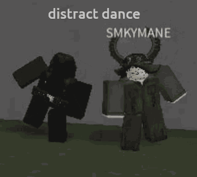 a couple of roblox characters are dancing in the grass .