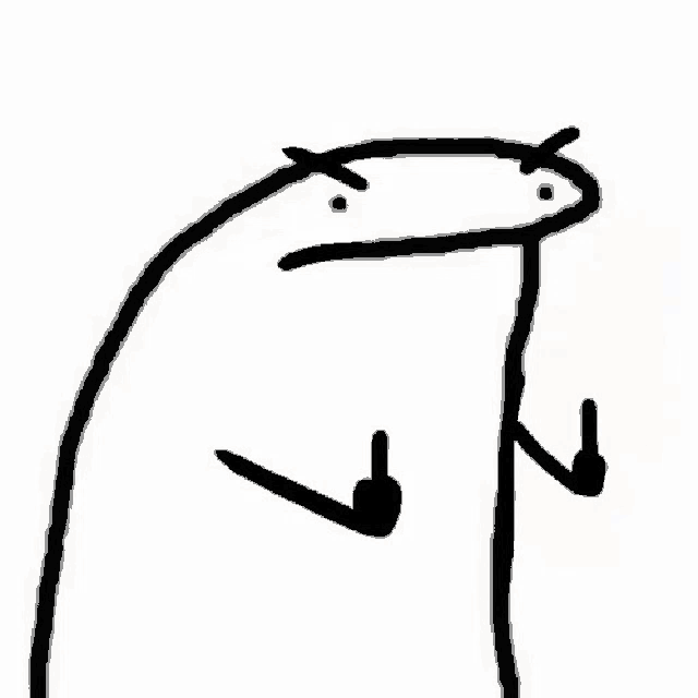 a stick figure is giving the middle finger and making a funny face .