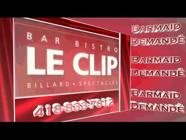 a red sign for bar bistro le clip billard spectacles