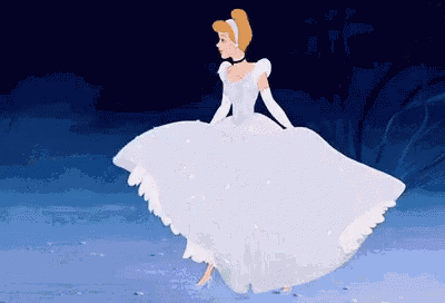 cinderella from disney 's cinderella is dancing on the ice in a white dress .