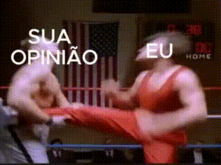 two men are fighting in a boxing ring with the words sua opiniao and eu home written on the bottom