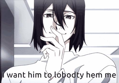 a man with a finger on his nose and the words " i want him to lobody hem me "