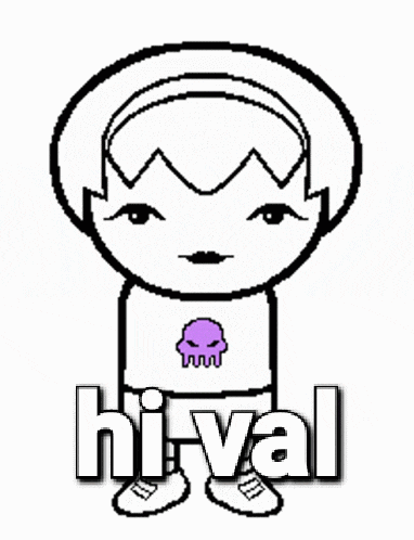 a black and white drawing of a girl with a purple jellyfish on her chest and the words hi-val