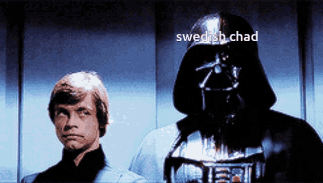 darth vader and luke skywalker standing next to each other