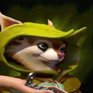 a close up of a cartoon cat wearing a green hood .