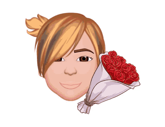 a woman is holding a bouquet of red roses in front of her face