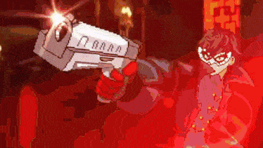 a pixel art of a man holding a gun that says n aaa on it