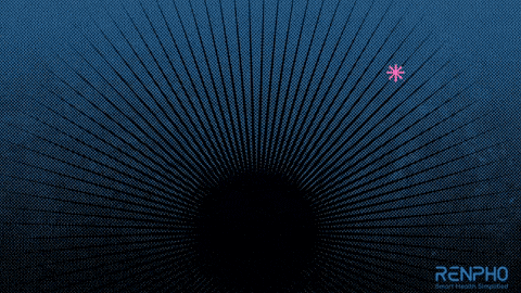a blue renpho massage gun with a black background