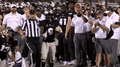 a football player with the number 41 on his jersey is walking off the field