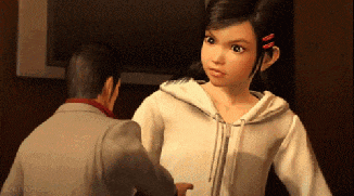 a man and a girl are standing next to each other in a video game