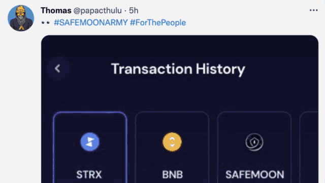 a screenshot of a safemoon transaction history