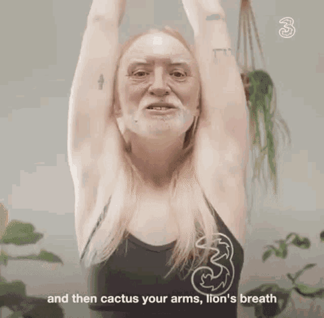 Hide The Pain Harold Yoga GIF - Hide The Pain Harold Yoga Cactus Your Arms GIFs