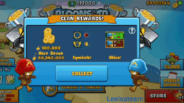 a screenshot of a video game with clan rewards