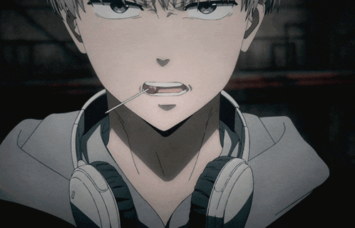a close up of a person with headphones on