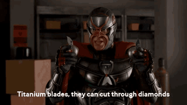 Superhero Movie Titanium Blades GIF - Superhero Movie Titanium Blades Im Not Wearing Any Diamonds GIFs