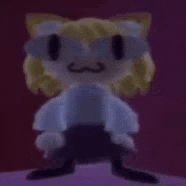 a cartoon cat with glasses and a mustache is dancing in the dark .