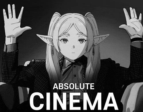 a poster for absolute cinema shows a girl with elves on her ears