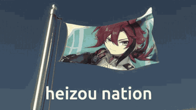 a flag with a picture of a girl on it and the words heizou nation below it