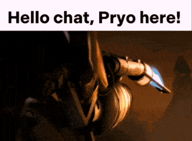 a picture of a robot with the words hello chat pryo here below it