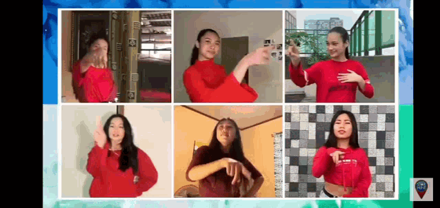 a group of girls are dancing in a collage of photos