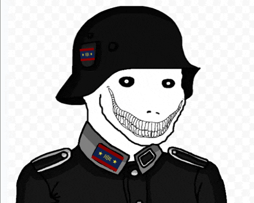 a cartoon drawing of a soldier with a badge that says sir on it