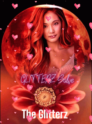 a picture of a woman with red hair and the words glitterz salve