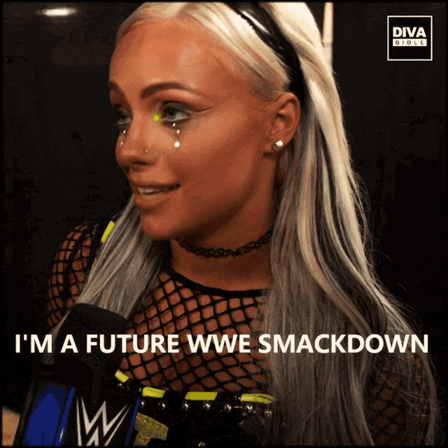 a woman in a diva outfit is talking into a microphone and says i 'm a future wwe smackdown