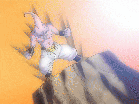 a cartoon character is standing on top of a rocky hill
