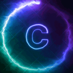 the letter c is surrounded by a glowing circle