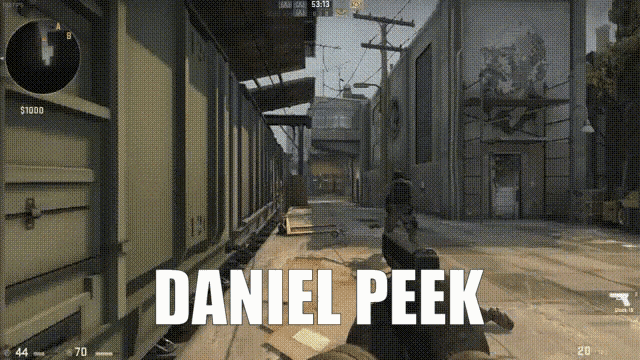 a video game with the name daniel peek at the top