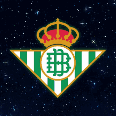 a green and white emblem with a crown on top