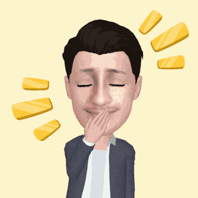 a cartoon of a man with his hand on his mouth