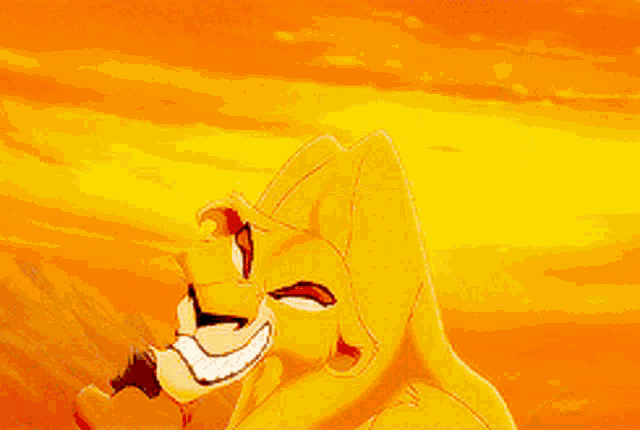 a close up of a cartoon lion with a very angry look on his face