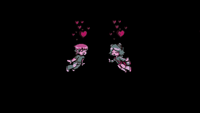 a red heart with a black heart inside on a pink background