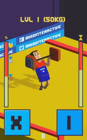 a man is lifting a barbell in a video game with the letters lvl 1 on the screen