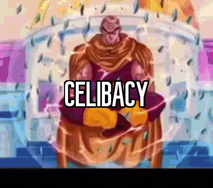 a picture of a man with the word celibacy above him