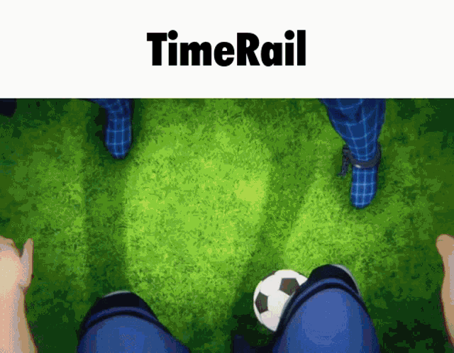 a picture of a person kicking a soccer ball with the words timerail above them