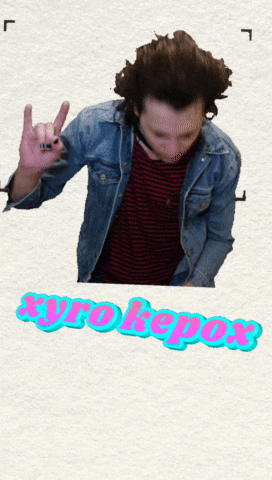a man in a denim jacket is giving a peace sign and the word pyrokopox is on the bottom of the image