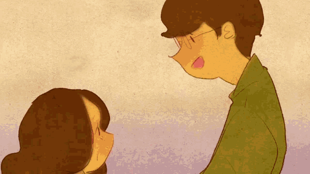 a cartoon of a man and a woman talking