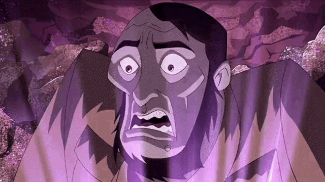 a cartoon of a man with a beard and a surprised look on his face
